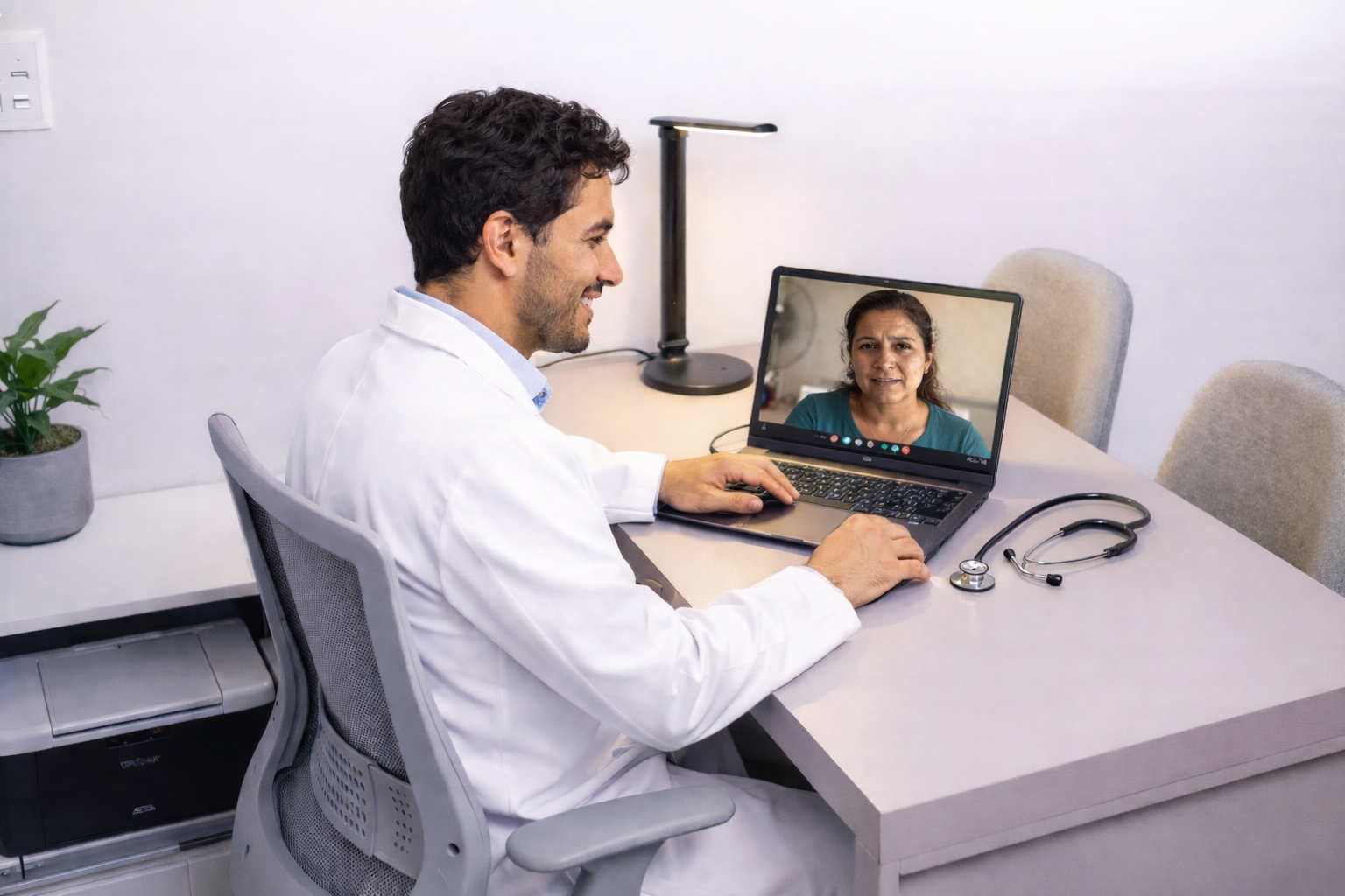 Médico usando tecnologia